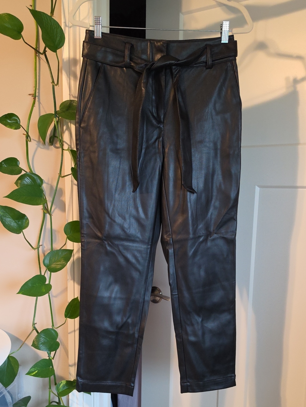 🆕️ LOFT Black Faux Leather Tie-Waist Pants